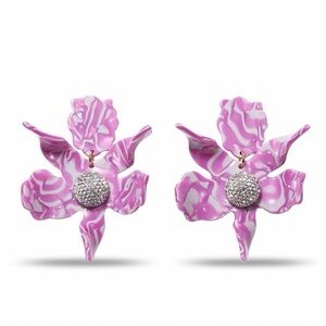 Lele Sadoughi Crystal Lily Earrings Magenta